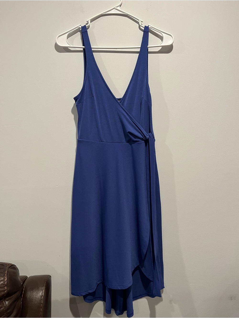 Express Sleeveless Royal Blue Wrap High-Low Dress